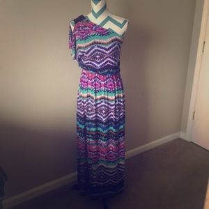 Psychedelic hippie tie dye print maxi dress